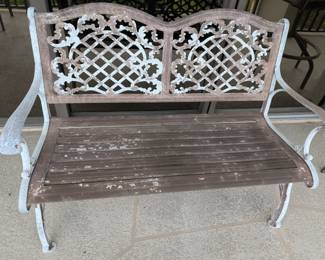 Metal and wooden bench