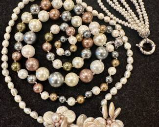 Pearl Necklaces with Sterling Clasps