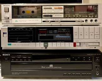 Technics Cassette Deck, Sansui Receiver, Sony Linear Converter