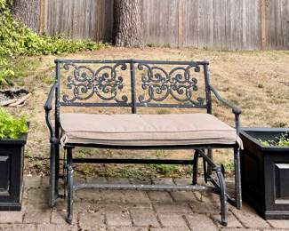 (2) Lightweight Planters & Cast Aluminum Loveseat Rocker