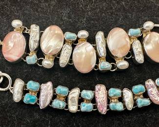 Sterling Silver MOP & Biwa Pearl Bracelets