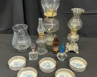 BO328Vintage Oil Lamps, Perfume Bottles, And More