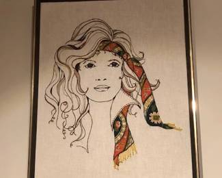 Vintage crewel artwork