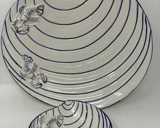 166 CeramicPotteryClamshellLobsterServingSet