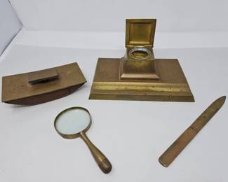 53 BradleyHubbardBrassInkwellSet