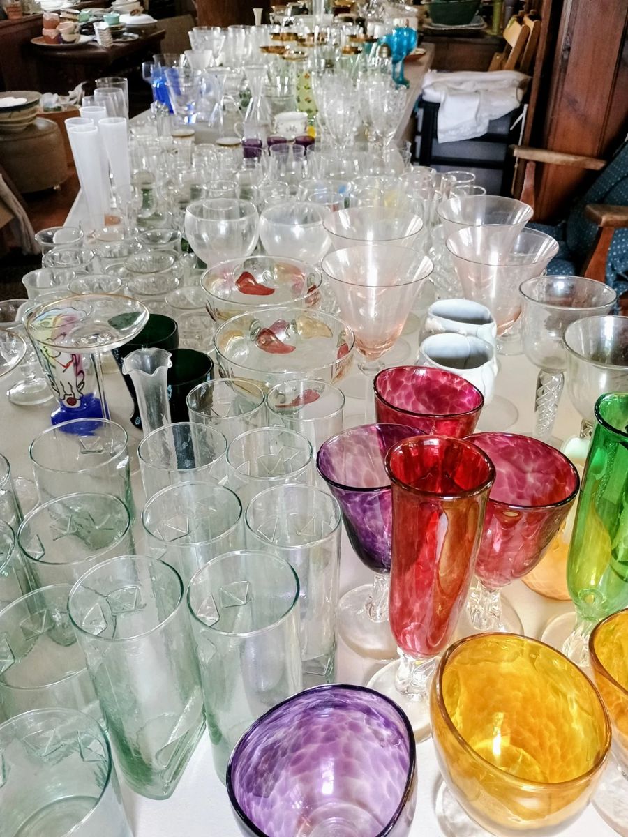Hundreds of glasses - sets of 8, sets of 6, many custom and one of a kind designs
