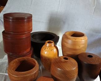 Wood pottery and boxes by Robert St. Pierre (also some table lamps, not shown)