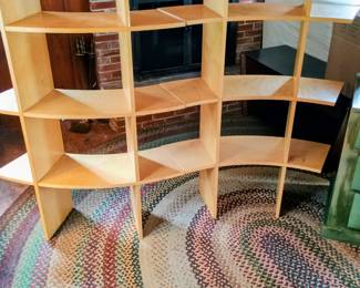 Curved bookcase - in 2 pieces, can be arranged as semi-circle or as 2 separate units