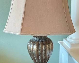 Pair Of Heavy Metal Ornate Lamps