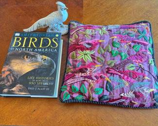 Smithsonian Birds of North America Book Needlepoint Pillow Porcelain Bird