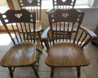Heart Back Solid Oak Dinng Chairs