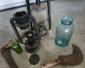 Vintage Lanterns Colored Glass and More