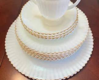 White Opaline Milk Glass Dinnerware