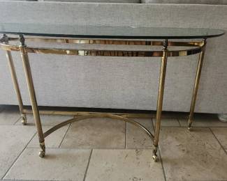 Glass Brass Sofa Table