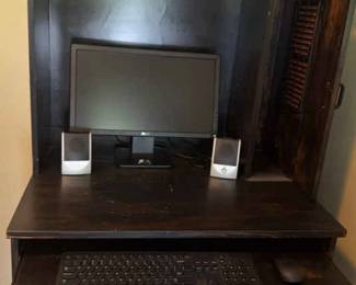 Home Office Computer Desk with Printer Monitor and Speakers