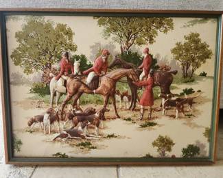 Vintage Framed Textile 3D Art