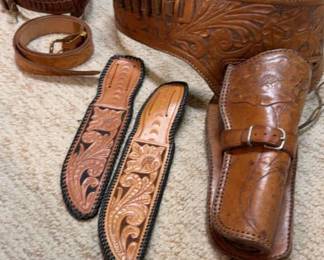 Tooled Leather Holster Knife Sheaths and Belts
