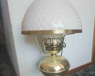 Brass Lamp with Hobnail Glass Shade Trinket Boxes and More