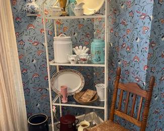 Metal and glass shelf with collectibles 