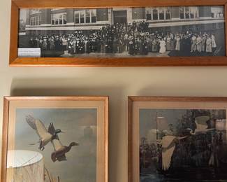Vintage panorama photo from Lancaster Penn with vintage duck prints 