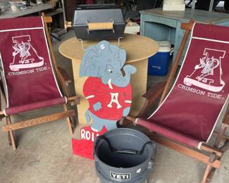 Alabama beach chairs and Olympian grill perfect for tailgating