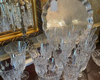 Set of cut crystal beverage footed tumblers