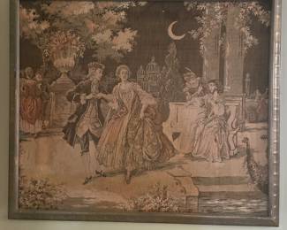 Old framed French tapestry 