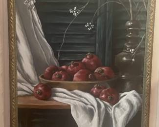 Original Terry McKee acrylic “ Pomegranates” located in the den