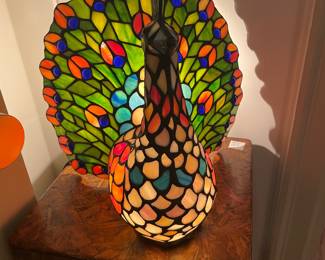 Peacock stained glass lamp