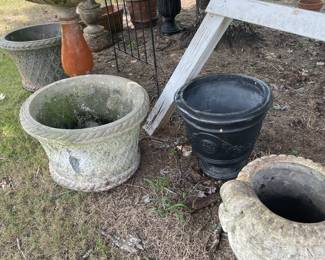 Selection of garden pots and birdbaths