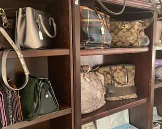 Nice selection of designer purses Michael Kors , Coach ,Dooney and Burke, Ralph Lauren, Miche, and Calvin Klein and Assorted sterling items