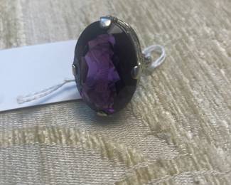 42 carat amethyst and 18kt white gold ring
