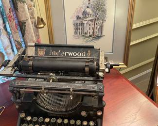 Vintage Underwood typewriter and Montgomery artist Joseph Stone “ Alabama State Capitol “ print