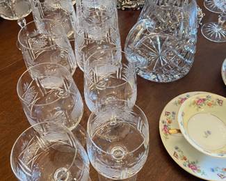 Set of 11 cut crystal beverage goblets 