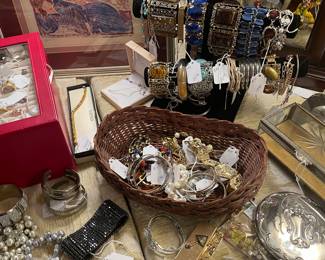 Costume jewelry and Sharon Yabis mono type print