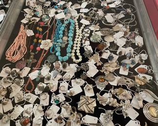 More sterling jewelry pins , pendants, rings, bracelets and necklaces