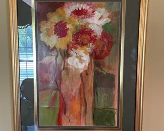 Original Barbara Gallagher floral acrylic on paper