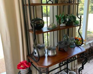 Iron and wood bakers rack