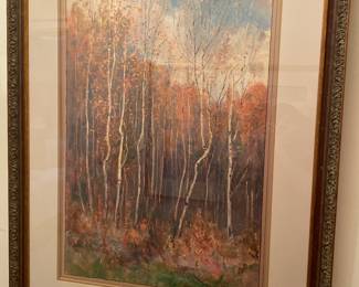 Landscape of birch trees art print 