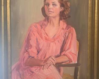 Donnave Lindsey oil on canvas “Study In Coral “ located in entry hall