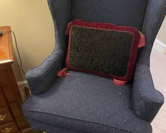 One of a pair of Chinese Chippendale wingbacks