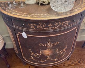 Maitland-Smith French demilune painted cabinet detail 