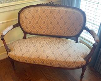 French walnut Louis 16th settee part of a 5 piece parlor set circa 1850