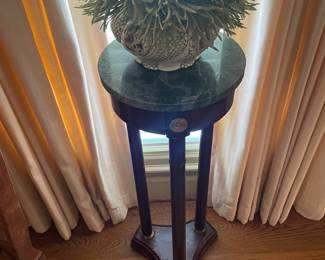 One of 2 marble top mahogany Regency pedestals 