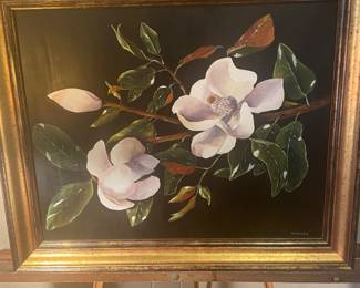 Wonderful Mary Virginia Fuller oil “Magnolias “ located in the den