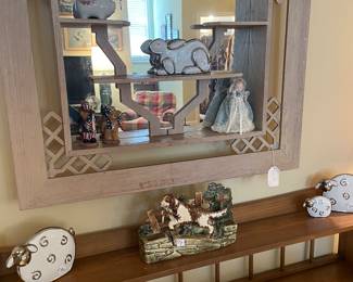 1950’s mirror / shelf with rare McCoy bird dog planter