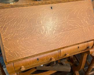 Wonderful Empire oak slant front desk 