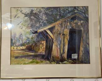 “ t the Shed” original watercolor by artist Jean Williams