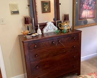 Empire mahogany dresser with mirror 