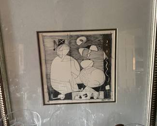 Montgomery artist Jim McDonald pen and ink abstract drawing located in dining room 